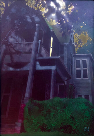 House on Haunted Hill 1974 24x17 Acrylic on Board Original Painting - Robert S. Brown