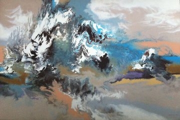Hunt of the Sacred Buffalo 1980 24x48 Original Painting - Robert Katona Hunt of the Sacred Buffalo 1980 24x48 Original Painting - Robert Katona