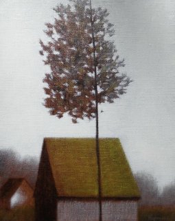 Solitary Poplar 19x17 Original Painting - Robert Kipniss Solitary Poplar 19x17 Original Painting - Robert Kipniss