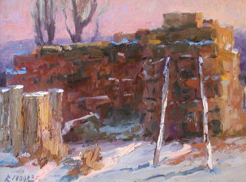 Winter Haystack 2001 16x20 Original Painting - Robert Moore