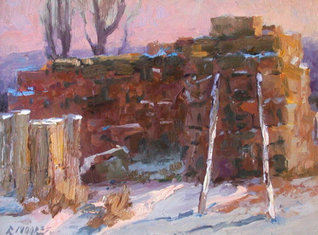 Winter Haystack 2001 16x20 Original Painting by Robert Moore