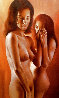 Two Nudes Holding Hands 43x31 Huge Original Painting by Roberto Lupetti - 0