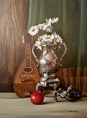Untitled Still Life 1969 32x44 Oil on Canvas - Huge - Signed Twice Original Painting - Roberto Lupetti