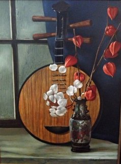 Still Life With Lute 24x18 Original Painting - Roberto Lupetti Still Life With Lute 24x18 Original Painting - Roberto Lupetti