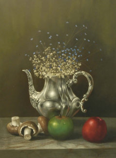 Still Life With Pitcher 32x28 Original Painting - Roberto Lupetti Still Life With Pitcher 32x28 Original Painting - Roberto Lupetti