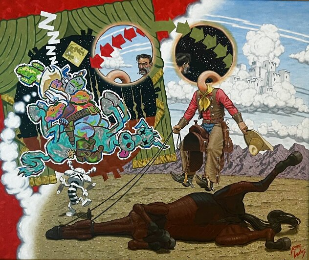 Riding a Dead Horse in a Dream Within a Dream 1997 40x45 - Huge Original Painting by Robert L Williams Riding a Dead Horse in a Dream Within a Dream 1997 40x45 - Huge Original Painting by Robert L Williams