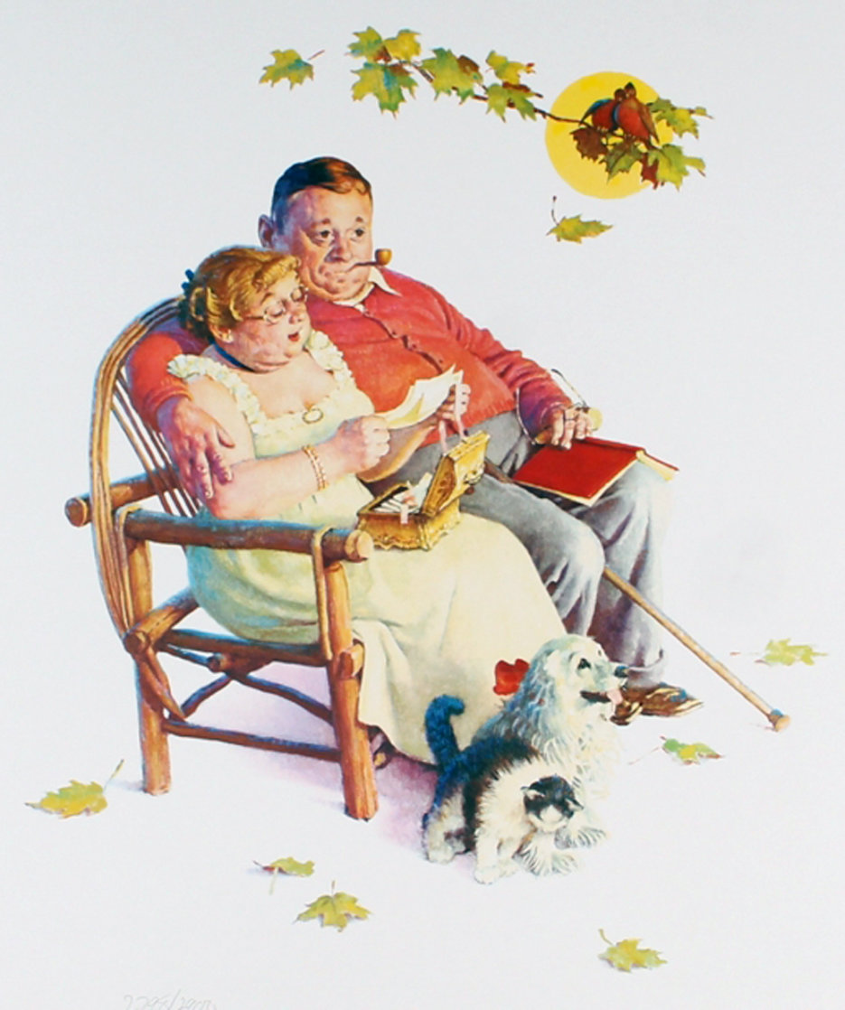 Four Ages of Love - Fondly Do We Remember AP 1977 Limited Edition Print by Norman Rockwell Four Ages of Love - Fondly Do We Remember AP 1977 Limited Edition Print by Norman Rockwell
