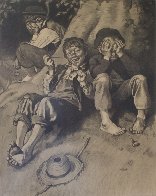 Tom Sawyer, First Smoke AP 1935 Limited Edition Print by Norman Rockwell - 1 Tom Sawyer, First Smoke AP 1935 Limited Edition Print by Norman Rockwell - 1