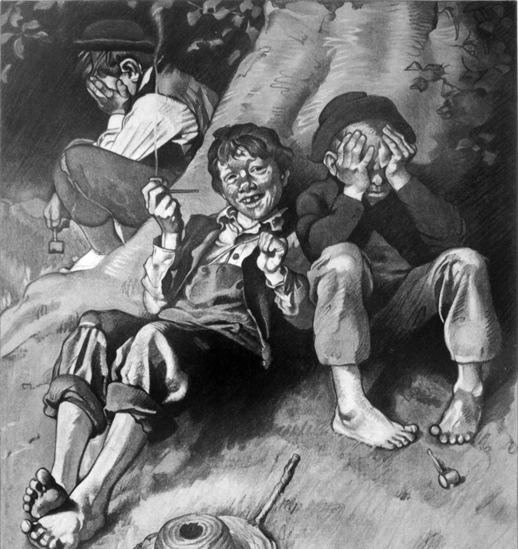 Tom Sawyer, First Smoke AP 1935 Limited Edition Print by Norman Rockwell Tom Sawyer, First Smoke AP 1935 Limited Edition Print by Norman Rockwell