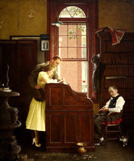 Marriage License 1979 Limited Edition Print - Norman Rockwell Marriage License 1979 Limited Edition Print - Norman Rockwell