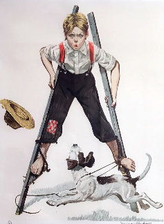 Boy on Stilts 1976 Limited Edition Print - Norman Rockwell Boy on Stilts 1976 Limited Edition Print - Norman Rockwell