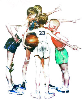 Four Sporting Boys: Basketball Limited Edition Print - Norman Rockwell Four Sporting Boys: Basketball Limited Edition Print - Norman Rockwell