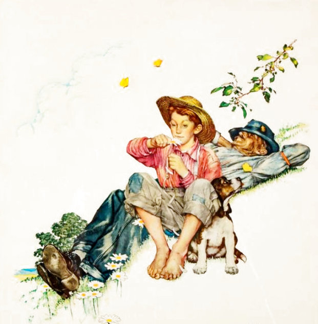 Grandpa and Me Suite: Picking Daisies AP 2012 Limited Edition Print by Norman Rockwell