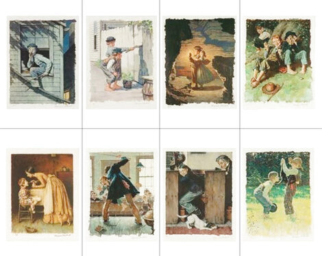 Tom Sawyer 1973 - Framed Suite of 8 Lithographs - HS Limited Edition Print - Norman Rockwell