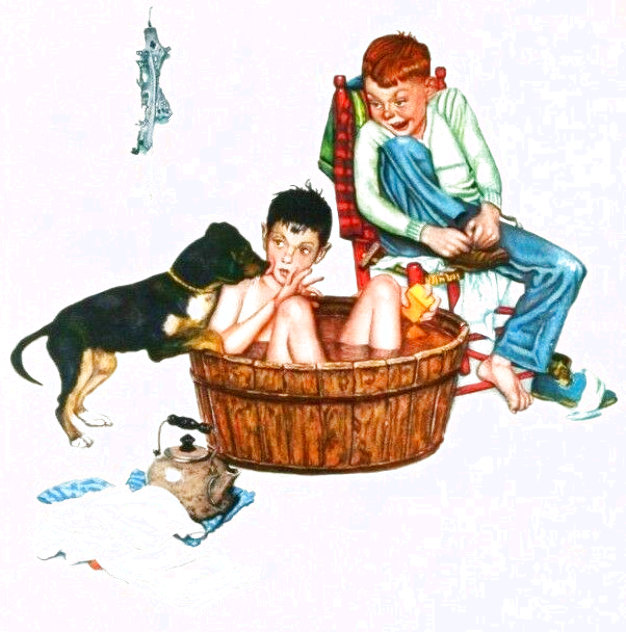 Lickin' Good Bath Limited Edition Print by Norman Rockwell