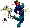 Grandpa and Me Ice Skating 1977 HS Limited Edition Print by Norman Rockwell - 0