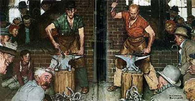 Horseshoe Forging Contest 1978 Limited Edition Print by Norman Rockwell