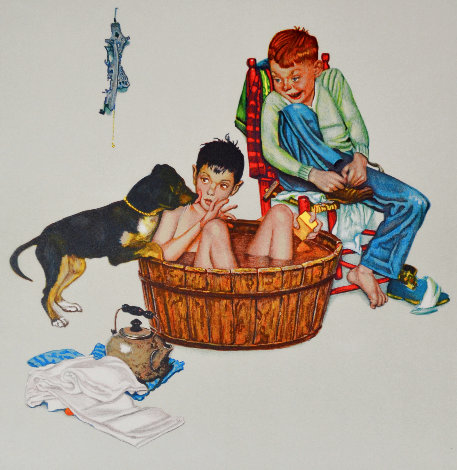 Lickin Good Bath Limited Edition Print - Norman Rockwell