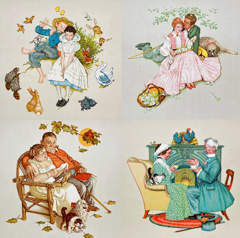 Four Ages of Love: Framed Suite of 4 Lithographs AP 1976 Limited Edition Print - Norman Rockwell