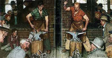 Horseshoe Forging Contest 1978 Limited Edition Print - Norman Rockwell