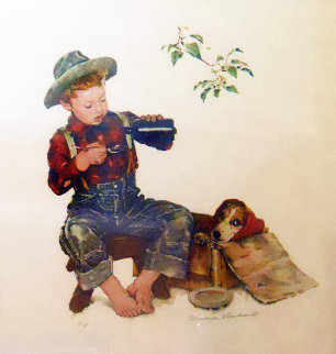 Boy Taking Medicine AP 1977 Limited Edition Print - Norman Rockwell