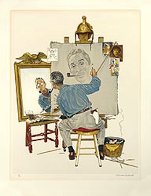 Triple Self-Portrait Limited Edition Print by Norman Rockwell - 1 Triple Self-Portrait Limited Edition Print by Norman Rockwell - 1