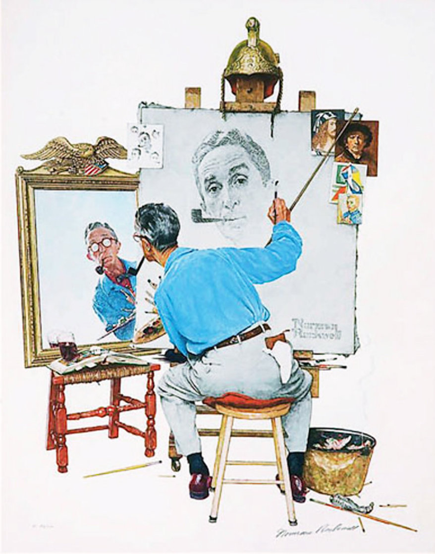 Triple Self-Portrait Limited Edition Print by Norman Rockwell Triple Self-Portrait Limited Edition Print by Norman Rockwell