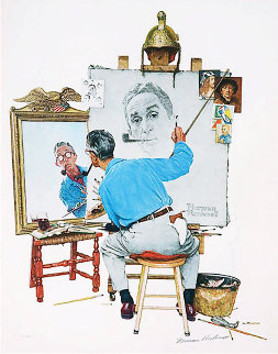 Triple Self-Portrait Limited Edition Print - Norman Rockwell