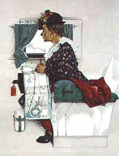 First Airplane Ride 1976 Limited Edition Print - Norman Rockwell First Airplane Ride 1976 Limited Edition Print - Norman Rockwell