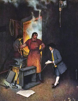 Poor Richard: Blacksmith Shop 1973 Limited Edition Print - Norman Rockwell Poor Richard: Blacksmith Shop 1973 Limited Edition Print - Norman Rockwell
