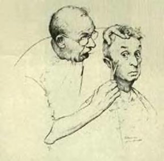 At the Barber 1974 Limited Edition Print - Norman Rockwell At the Barber 1974 Limited Edition Print - Norman Rockwell