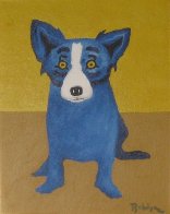 Just Waiting For You - Blue Dog 1997 25x22 Original Painting by Blue Dog George Rodrigue - 1