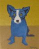 Just Waiting For You - Blue Dog 1997 25x22 Original Painting by Blue Dog George Rodrigue - 1