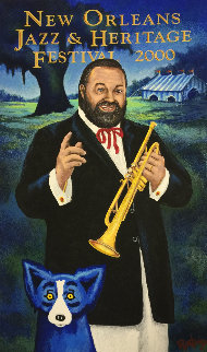 New Orleans. Jazz Fest Poster Signed 2000 HS Limited Edition Print - Blue Dog George Rodrigue