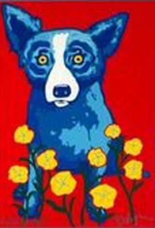 Pushing Up Posies AP 1996 Limited Edition Print - Blue Dog George Rodrigue