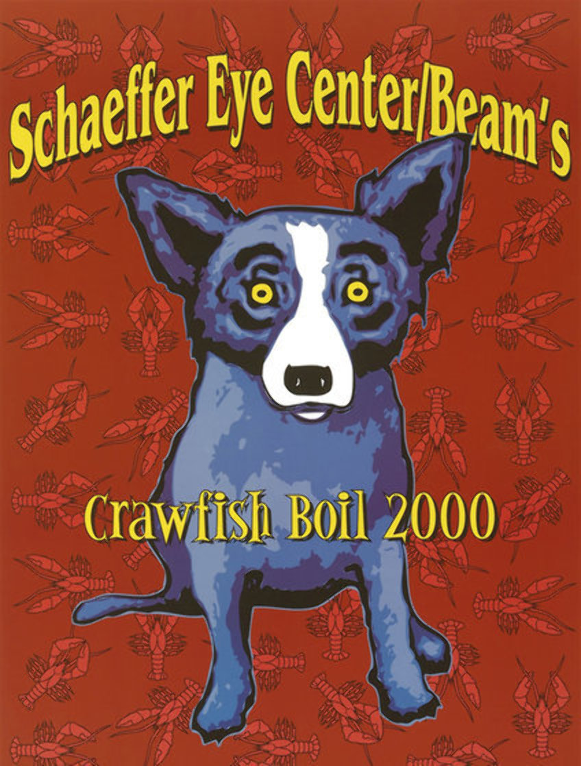 Blue Dog Poster Schaffer Eye Center Beam's Crawfish Boil. Birmingham, AL 2000 HS Limited Edition Print by Blue Dog George Rodrigue