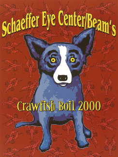 Blue Dog Poster Schaffer Eye Center Beam's Crawfish Boil. Birmingham, AL 2000 HS Limited Edition Print - Blue Dog George Rodrigue