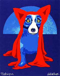 Hiding From the Moon 1995 Limited Edition Print - Blue Dog George Rodrigue Hiding From the Moon 1995 Limited Edition Print - Blue Dog George Rodrigue