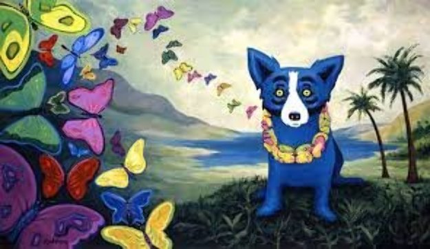 aloha Blue Dog George Rodrigue printHawaiian Blues by Blue Dog