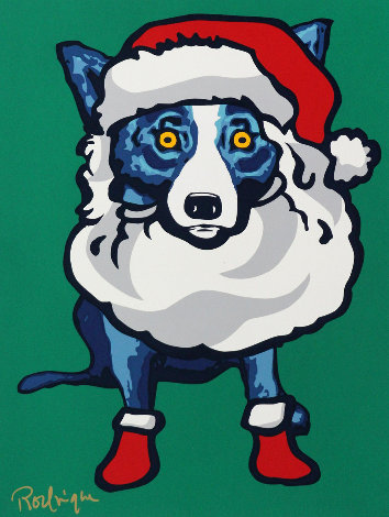 Ho Ho Ho 2000 - Christmas Limited Edition Print - Blue Dog George Rodrigue