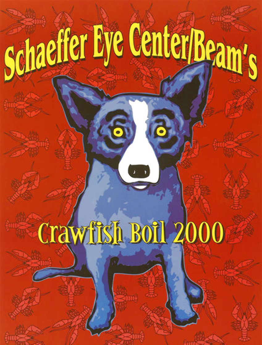 Schaffer Eye Center Beam's Crawfish Boil Poster , Birmingham, AL 2000 HS Limited Edition Print by Blue Dog George Rodrigue