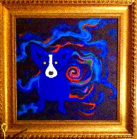 Volcano Moon 2008 28x28 Original Painting by Blue Dog George Rodrigue - 1 Volcano Moon 2008 28x28 Original Painting by Blue Dog George Rodrigue - 1