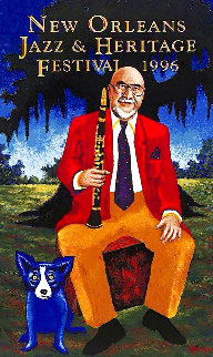 Pete Fountain Poster 1996 Limited Edition Print - Blue Dog George Rodrigue