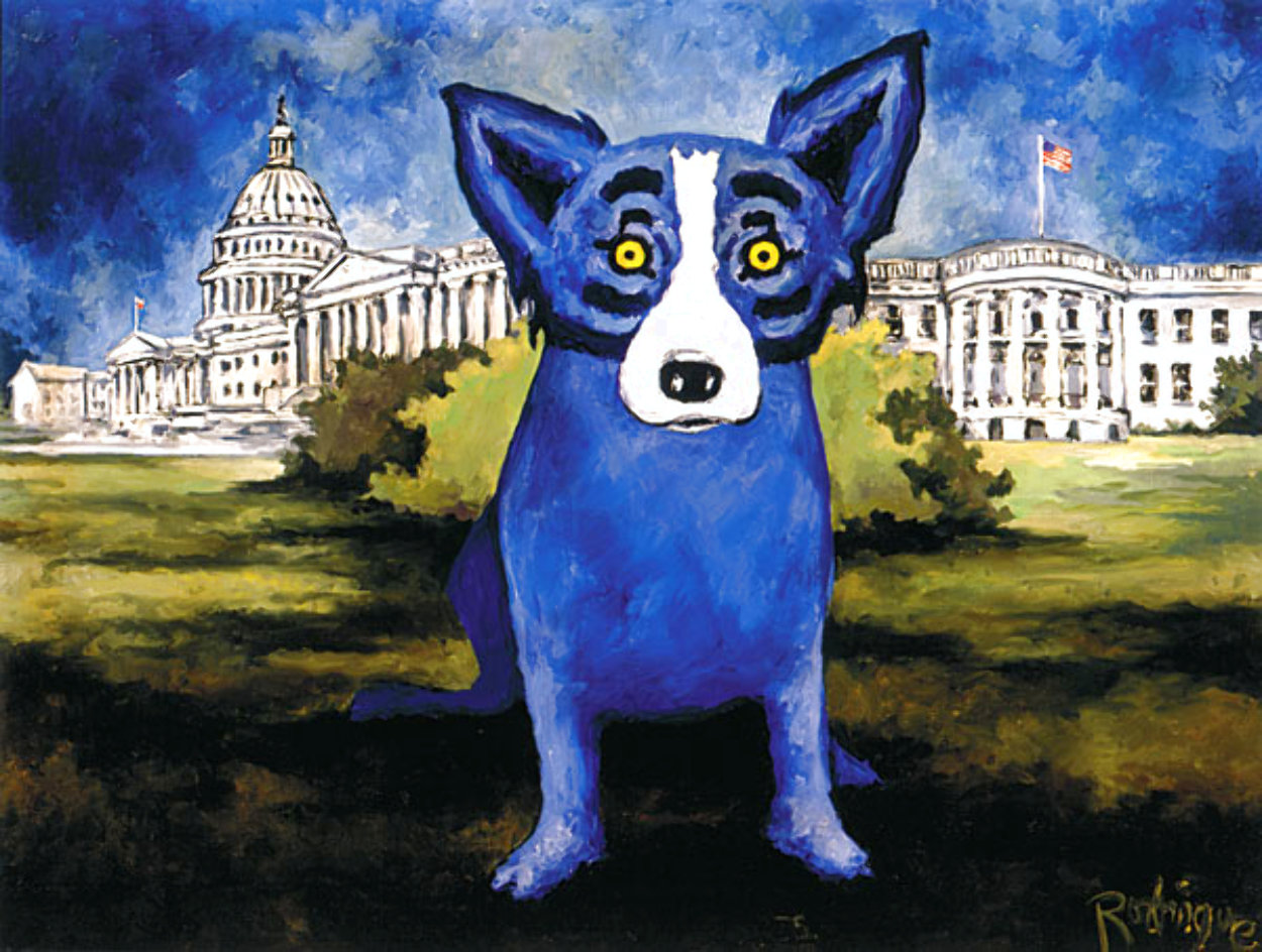 Washington Blue Dog 1992 Limited Edition Print by Blue Dog George Rodrigue