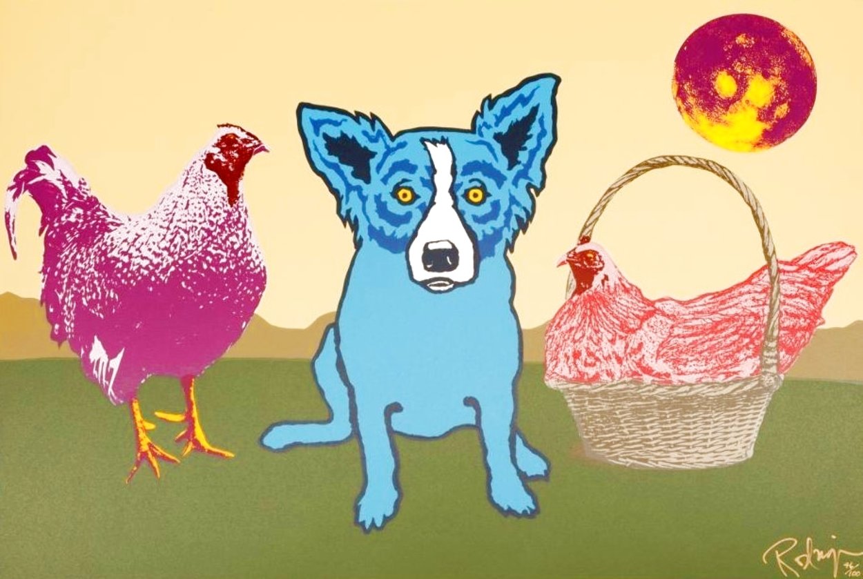 Chicken in a Basket 1993 Limited Edition Print by Blue Dog George Rodrigue