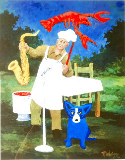 Dancing with the Crawfish 1999 HS Limited Edition Print - Blue Dog George Rodrigue