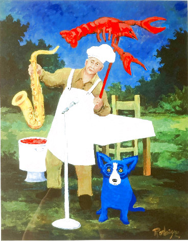 Dancing with the Crawfish Poster 1999 HS Limited Edition Print - Blue Dog George Rodrigue