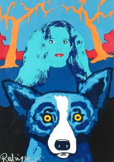 Night Love White - I 1997 Limited Edition Print - Blue Dog George Rodrigue