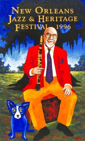New Orleans Jazz Festival 1996 - Huge Limited Edition Print - Blue Dog George Rodrigue