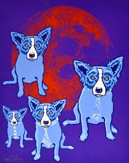 Red Moon 1991 Limited Edition Print - Blue Dog George Rodrigue